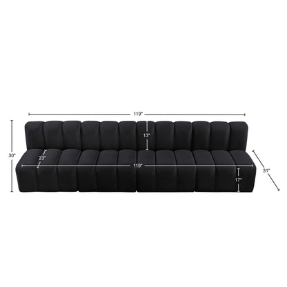 Zara Black Velvet Modular Sofa S4E