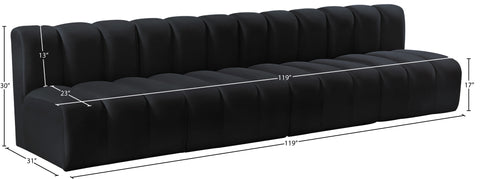 Briar Black 119 Velvet Upholstered Modular Sectional, 4-Piece
