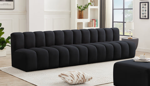 Briar Black 119 Velvet Upholstered Modular Sectional, 4-Piece