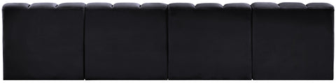 Briar Black 119 Velvet Upholstered Modular Sectional, 4-Piece