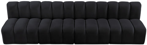 Briar Black 119 Velvet Upholstered Modular Sectional, 4-Piece