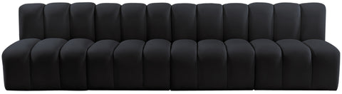 Briar Black 119 Velvet Upholstered Modular Sectional, 4-Piece