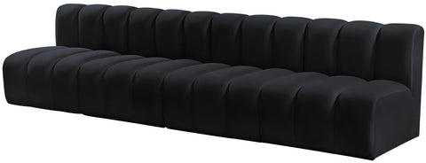 Briar Black 119 Velvet Upholstered Modular Sectional, 4-Piece