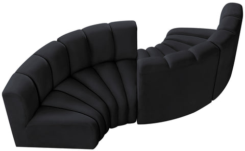 Briar Black 102 Velvet Upholstered Modular Sectional, 4-Piece