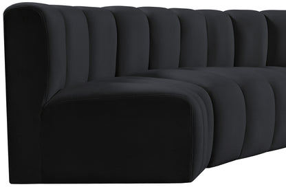 Zara Black Velvet Modular Sofa S4F