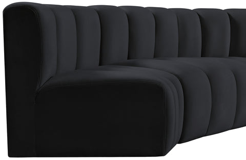 Briar Black 102 Velvet Upholstered Modular Sectional, 4-Piece