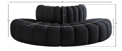 Briar Black 90 Velvet Upholstered Modular Sectional, 4-Piece