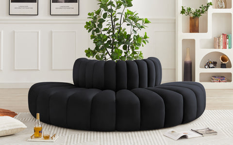 Briar Black 90 Velvet Upholstered Modular Sectional, 4-Piece