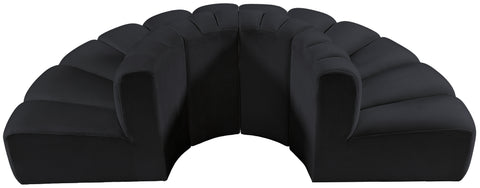 Briar Black 90 Velvet Upholstered Modular Sectional, 4-Piece