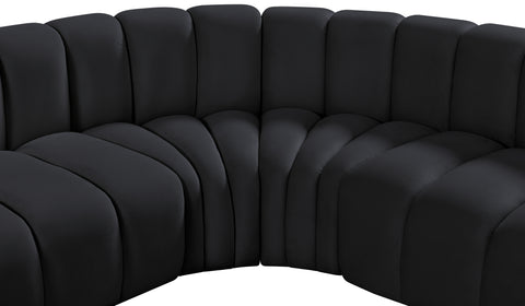 Briar Black 133 Velvet Upholstered Modular Sectional, 5-Piece