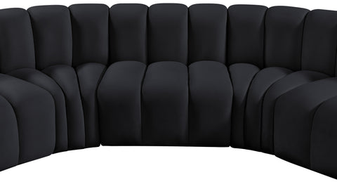 Briar Black 133 Velvet Upholstered Modular Sectional, 5-Piece