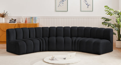 Briar Black 133 Velvet Upholstered Modular Sectional, 5-Piece