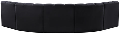 Briar Black 133 Velvet Upholstered Modular Sectional, 5-Piece