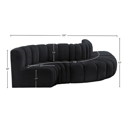 Zara Black Velvet Modular Sofa S5B