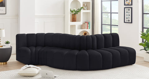 Briar Black 122 Velvet Upholstered Modular Sectional, 5-Piece
