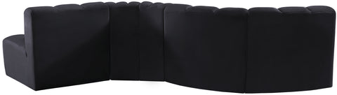 Briar Black 122 Velvet Upholstered Modular Sectional, 5-Piece