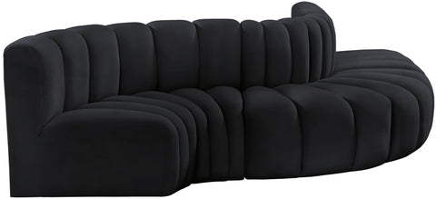 Briar Black 122 Velvet Upholstered Modular Sectional, 5-Piece