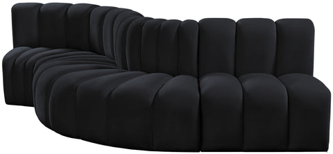 Briar Black 122 Velvet Upholstered Modular Sectional, 5-Piece