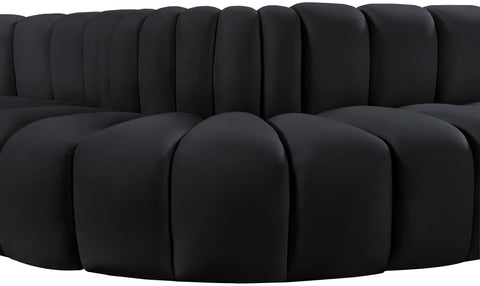 Briar Black 122 Velvet Upholstered Modular Sectional, 5-Piece