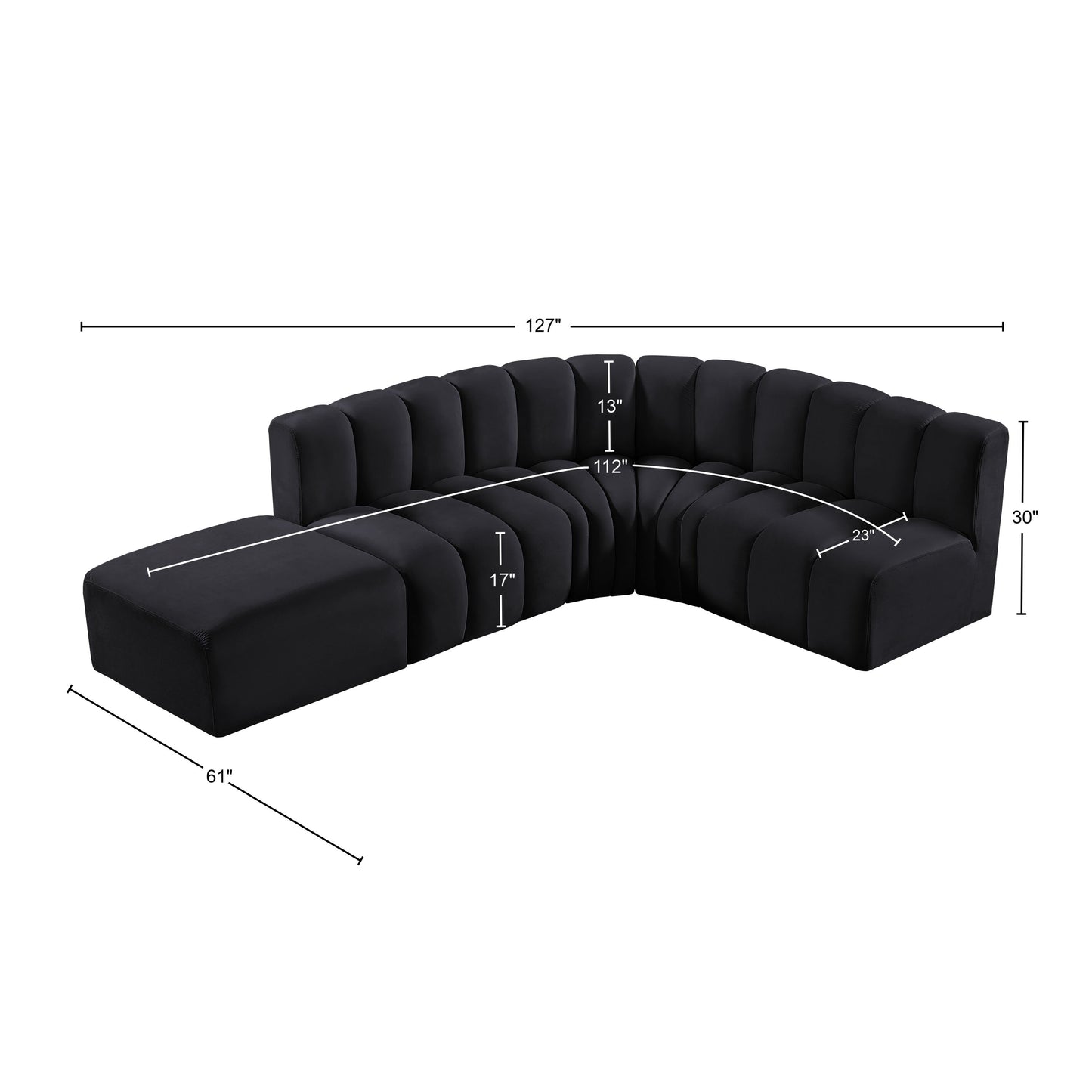 zara black velvet modular sofa s5c