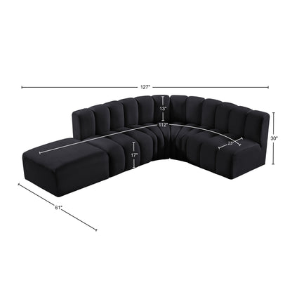 Zara Black Velvet Modular Sofa S5C