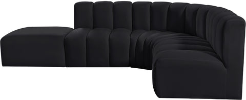 Briar Black 127 Velvet Upholstered Modular Sectional, 5-Piece