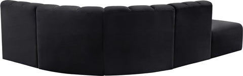 Briar Black 127 Velvet Upholstered Modular Sectional, 5-Piece