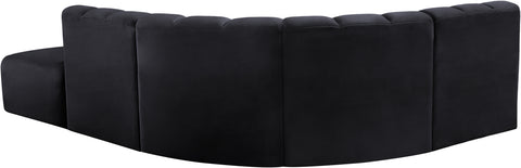 Briar Black 127 Velvet Upholstered Modular Sectional, 5-Piece