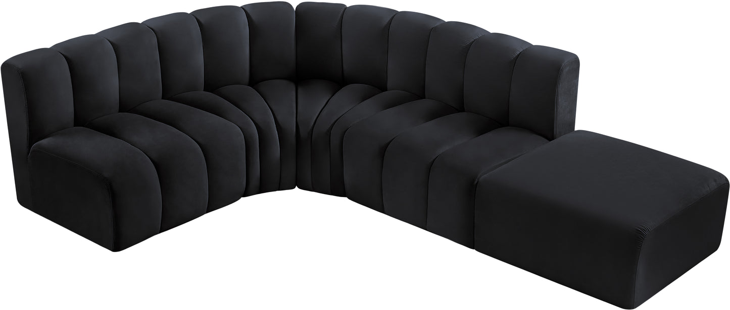 zara black velvet modular sofa s5c