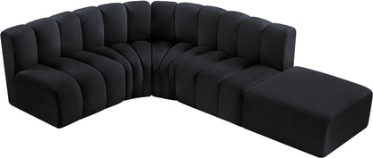 Zara Black Velvet Modular Sofa S5C