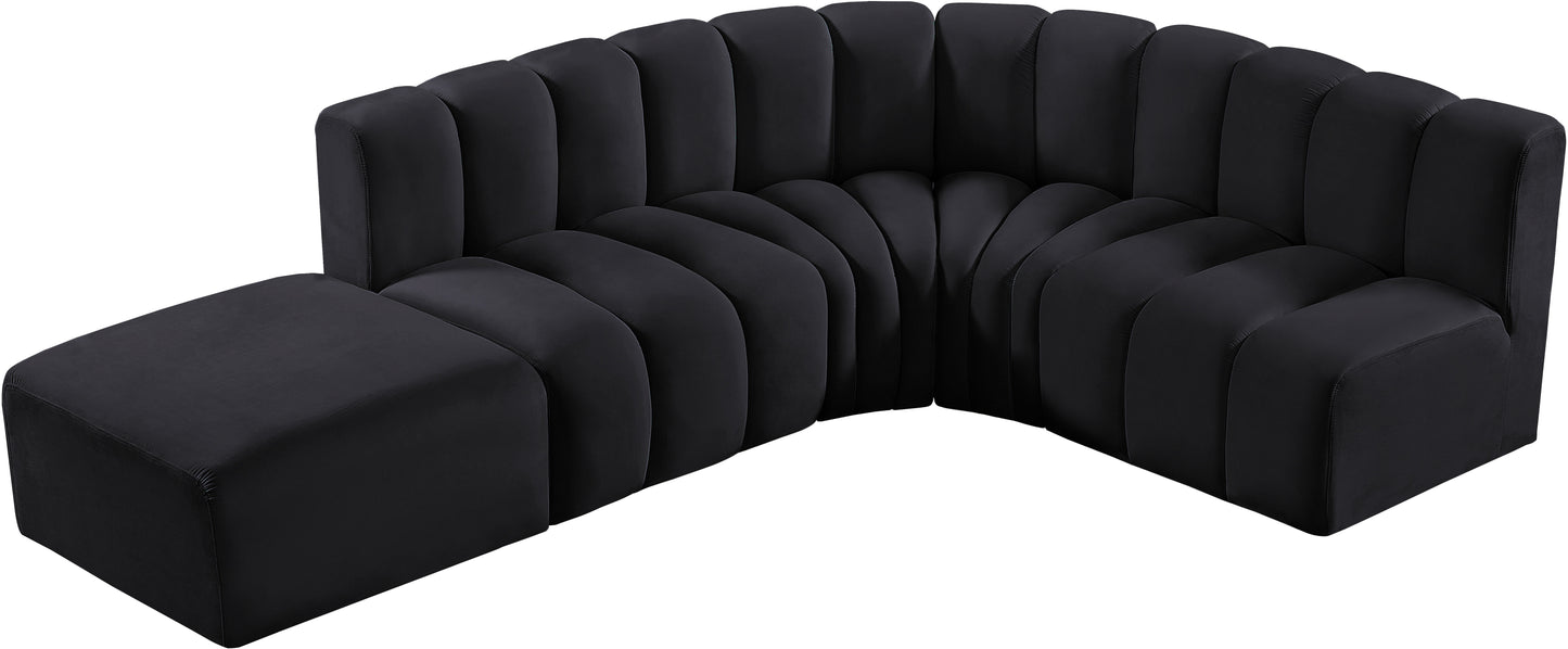 zara black velvet modular sofa s5c