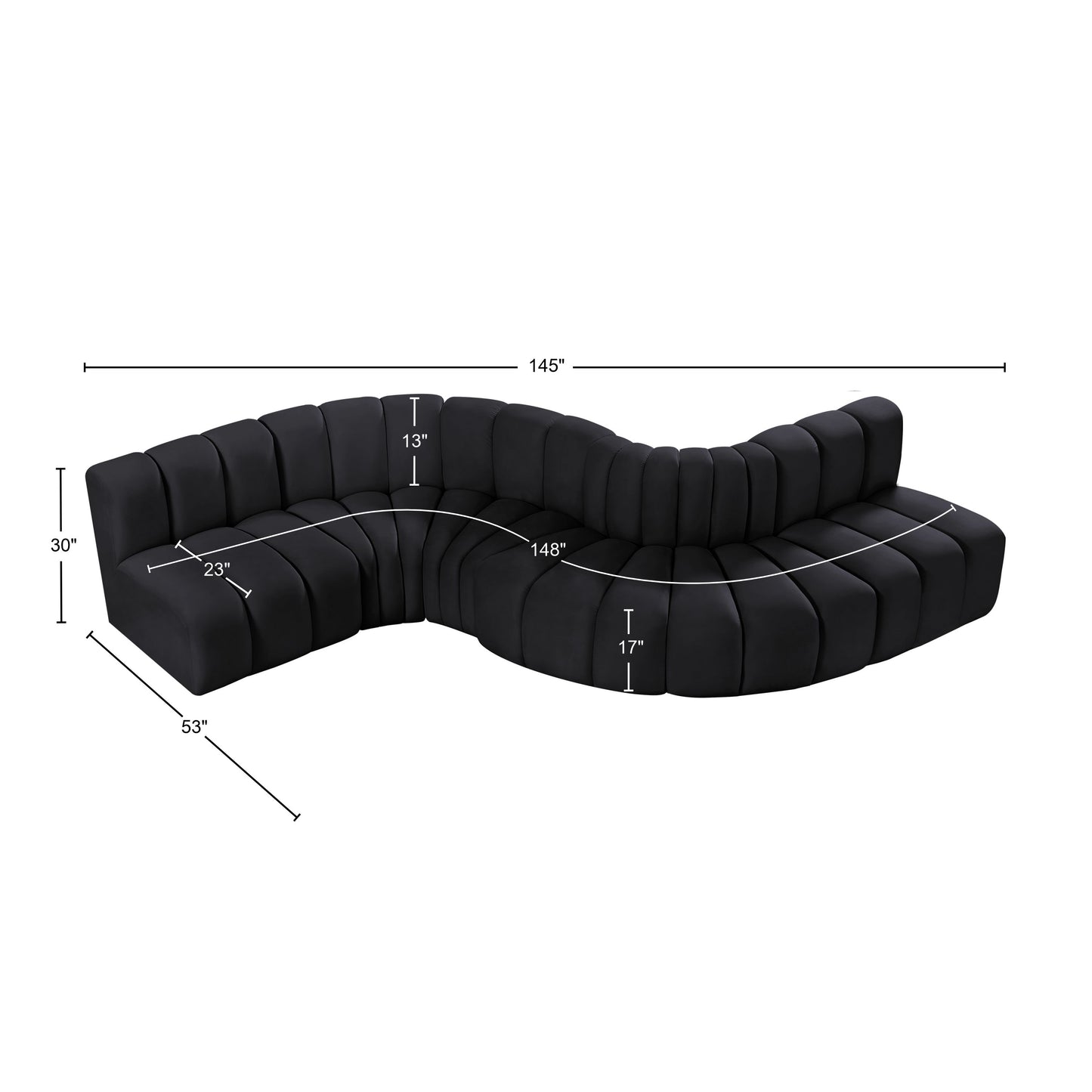 zara black velvet modular sofa s6a