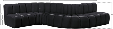 Briar Black 145 Velvet Upholstered Modular Sectional , 6-Piece (Style 1)