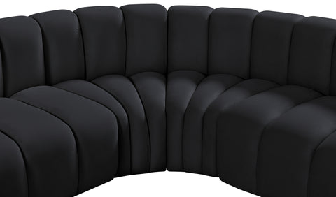 Briar Black 145 Velvet Upholstered Modular Sectional , 6-Piece (Style 1)