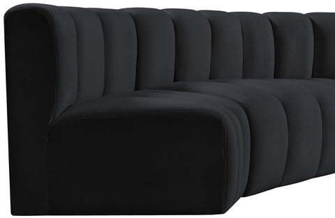 Briar Black 145 Velvet Upholstered Modular Sectional , 6-Piece (Style 1)