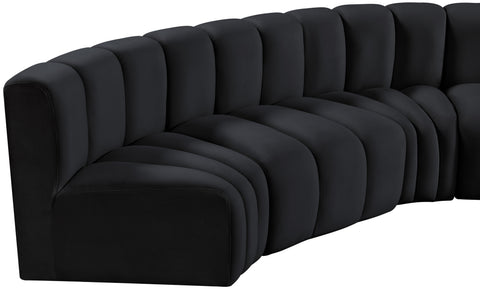 Briar Black 145 Velvet Upholstered Modular Sectional , 6-Piece (Style 1)