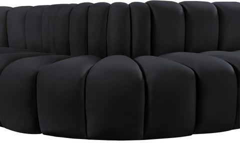 Briar Black 145 Velvet Upholstered Modular Sectional , 6-Piece (Style 1)