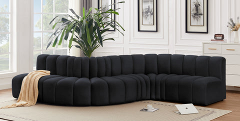 Briar Black 145 Velvet Upholstered Modular Sectional , 6-Piece (Style 1)