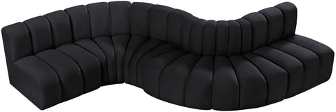 Briar Black 145 Velvet Upholstered Modular Sectional , 6-Piece (Style 1)