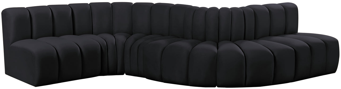 zara black velvet modular sofa s6a