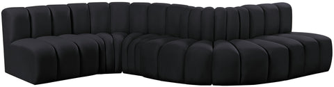 Briar Black 145 Velvet Upholstered Modular Sectional , 6-Piece (Style 1)
