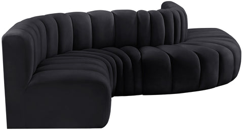 Briar Black 145 Velvet Upholstered Modular Sectional , 6-Piece (Style 1)