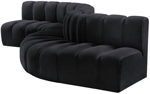 Briar Black 145 Velvet Upholstered Modular Sectional , 6-Piece (Style 1)