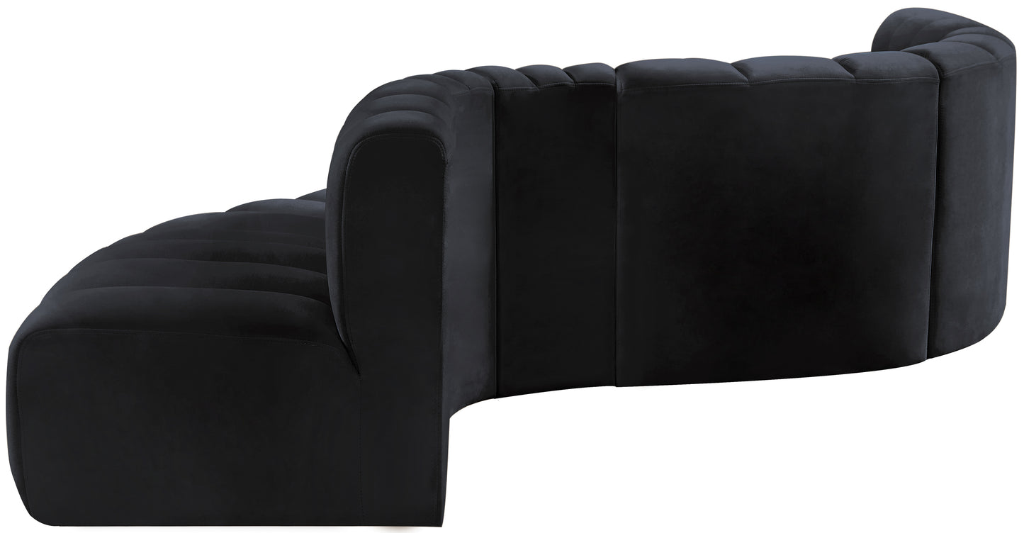 zara black velvet modular sofa s6a