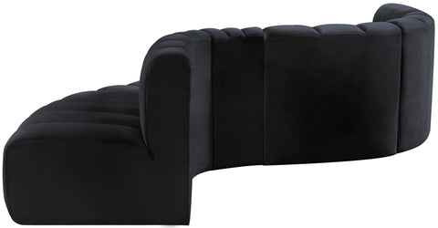 Briar Black 145 Velvet Upholstered Modular Sectional , 6-Piece (Style 1)