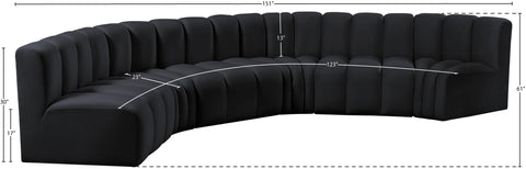 Briar Black 151 Velvet Upholstered Modular Sectional, 6-Piece