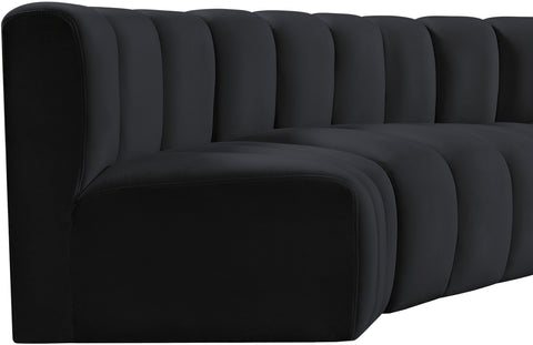Briar Black 151 Velvet Upholstered Modular Sectional, 6-Piece