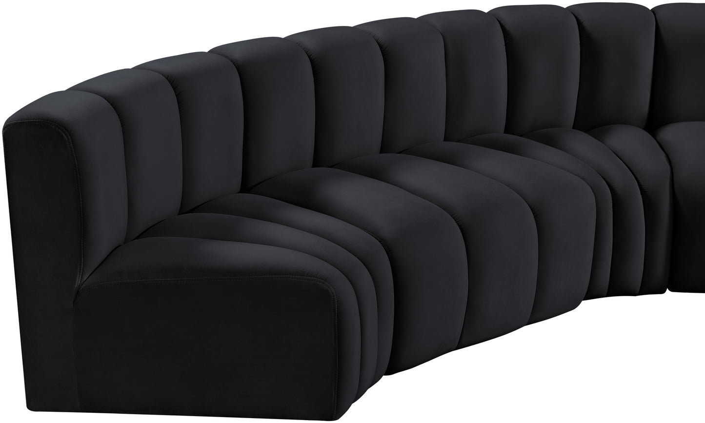 zara black velvet modular sofa s6b