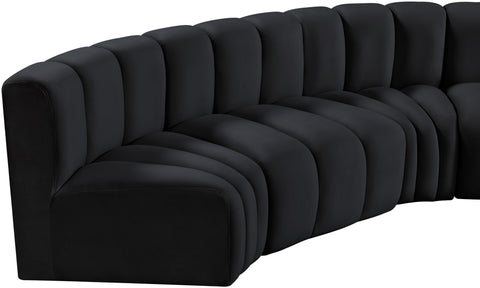 Briar Black 151 Velvet Upholstered Modular Sectional, 6-Piece