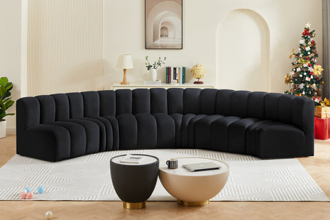 Briar Black 151 Velvet Upholstered Modular Sectional, 6-Piece